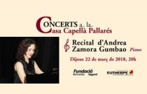 La joven pianista Andrea Zamora Gumbao ofrecerá un recital en el ciclo Concerts a la Casa Capellà Pallarés